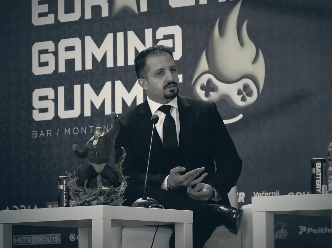 Mostafa Abusamra speaking at the European Gaming Summit in Bar, Montenegro.